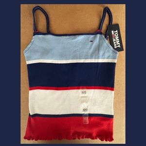 Tommy Hilfiger CAMI Camisole Tank Top Crop Adjustable Spaghetti Strap Multicolor